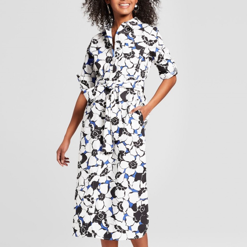Women's Long Sleeve Midi Shirtdress - Who What Wea